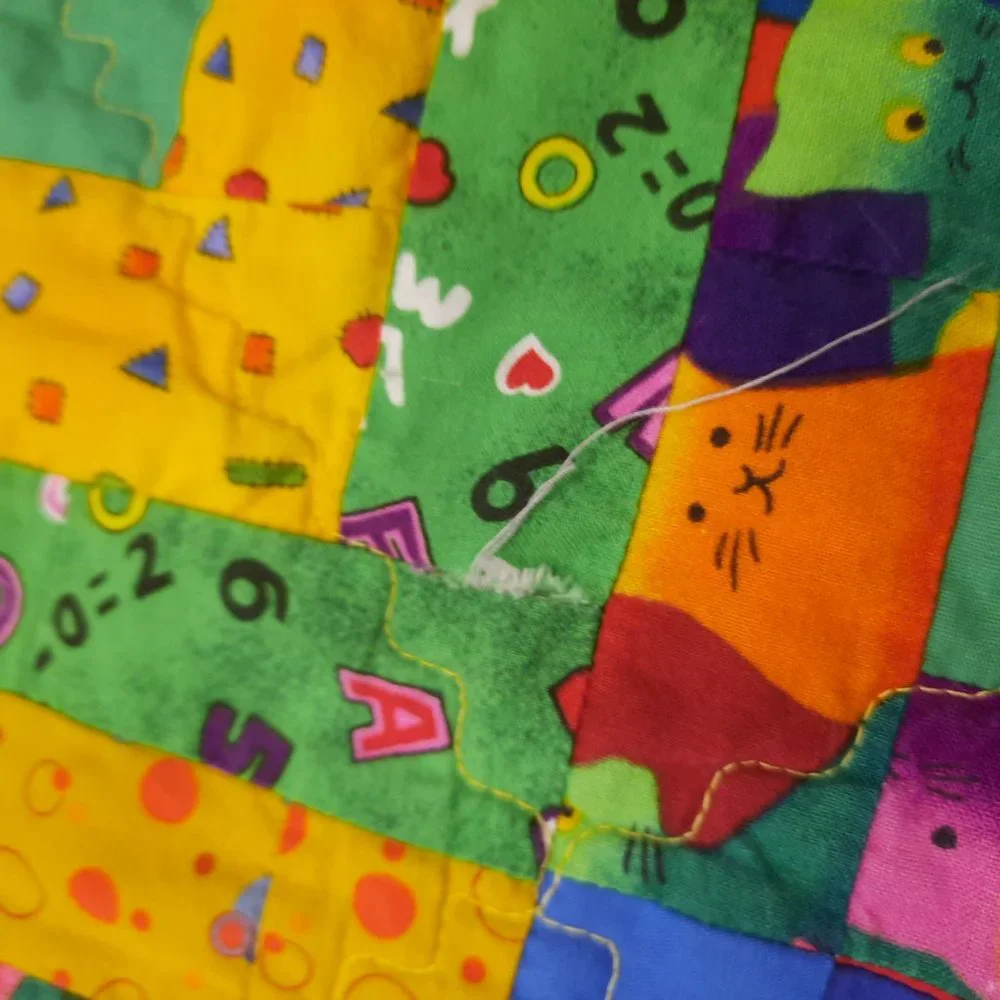 Vintage‎ Patchwork Kids baby Quilt Retro Handmade Nursery Bedding Primary colors